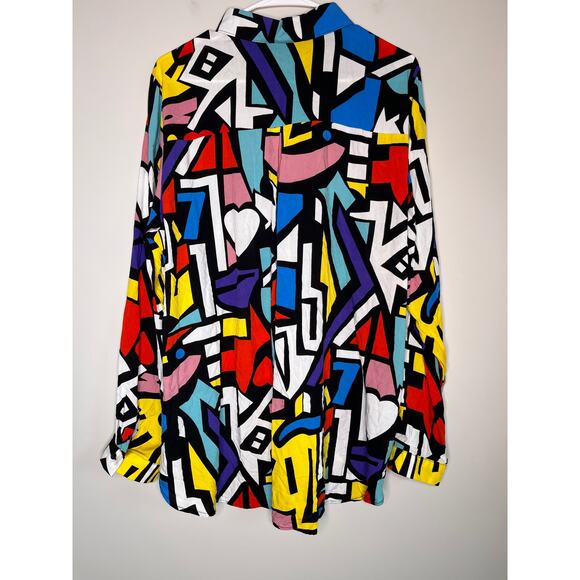 1990s Big Dart Keith Haring Abstract Rainbow Maximalist Art To Wear Shirt XL - Picture 5 of 5